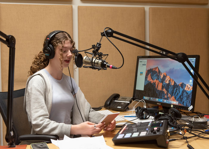 Youth using podcasting studio at BARN