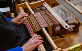 close-up of weaving in progress