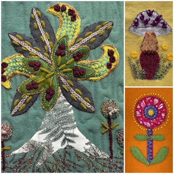 collage of embroidered items