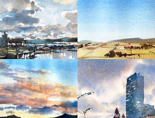 Watercolor Sky and Clouds