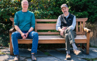 Finished library bench built by BARN Woodworking Studio