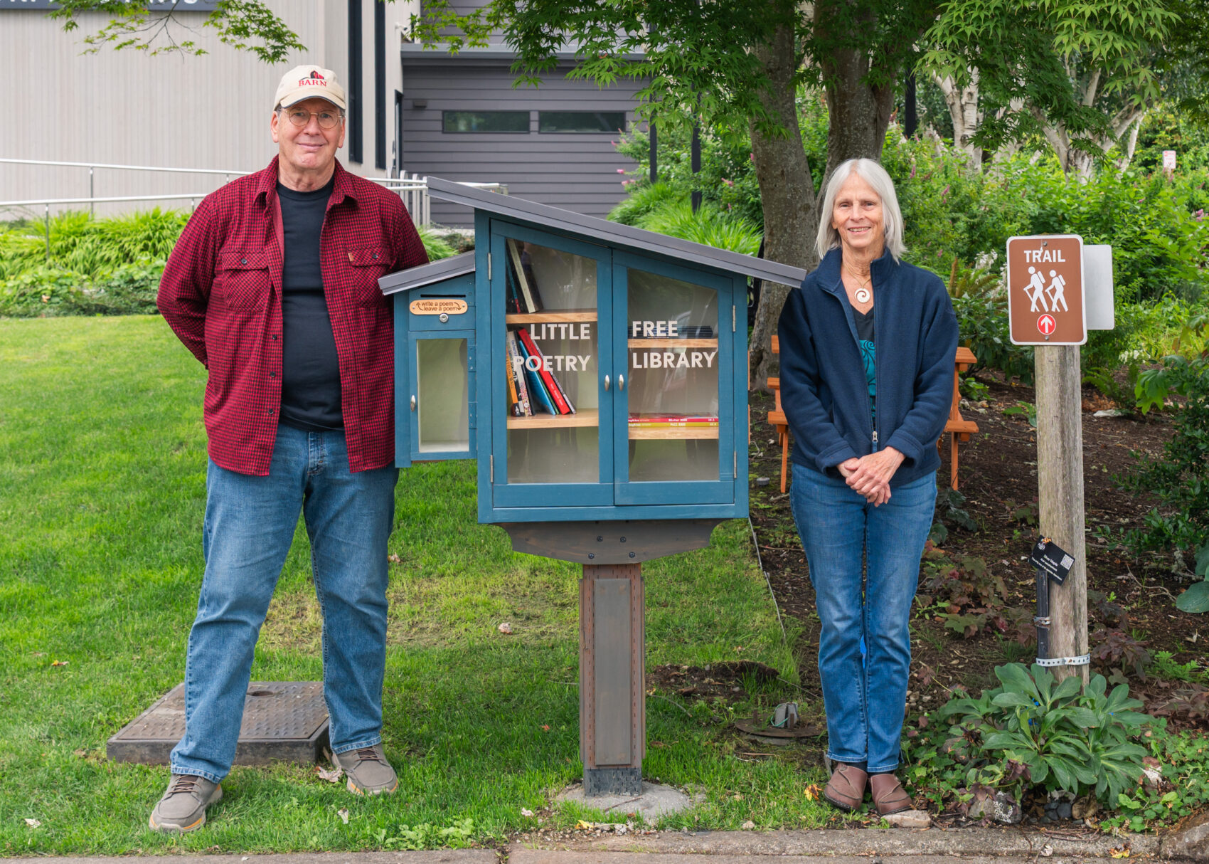 Little Free Poetry Library with builders David Grant and Linda Sohlberg